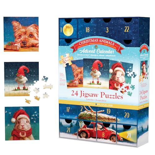 Eurographics 8924-5734 Funny Christmas Advent Calendar Santa Clause Weihnachtsmann Puzzle, verschieden von EuroGraphics