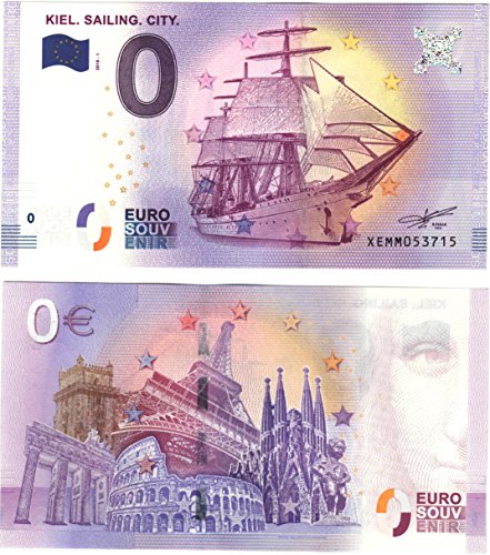 0 Euro Schein Gorch Fock - Kiel Sailing City 2018 - Null Euro Souvenier Banknote mit verschiedenen Sehenswürdigkeiten von EuroSouvenier
