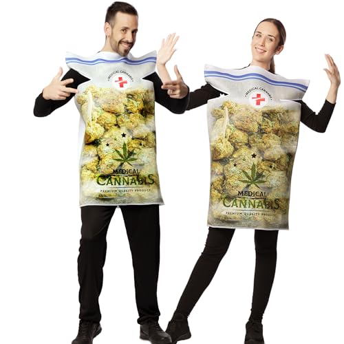 Eurocarnavales Cannabis Kostüm Medizinisches Hanf für Erwachsene Gr. M/L Tunika grün Unisex Fasching Karneval Gruppenkostüm JGA von Eurocarnavales