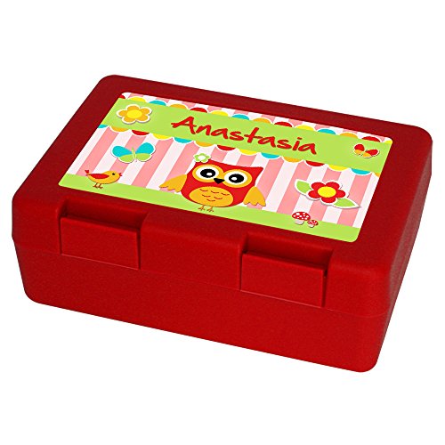 Brotdose mit Namen Anastasia und schönem Eulen-Motiv für Mädchen, rot - Brotbox - Vesperdose - Vesperbox - Brotzeitdose mit Vornamen Brotdose mit Namen Anastasia und schönem Eulen-Motiv für Mädchen, rot - Brotbox - Vesperdose - Vesperbox - Brotzeitdose mit Vornamen von Eurofoto