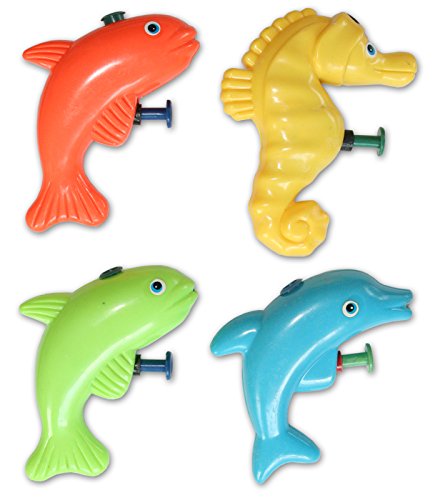 12 x Wasserpistole Pistole Meerestiere Delfin Seepferdchen Fisch 10 cm Spritzpistole Badespaß Pool Party Kindergeburtstag von Eurofuchs24
