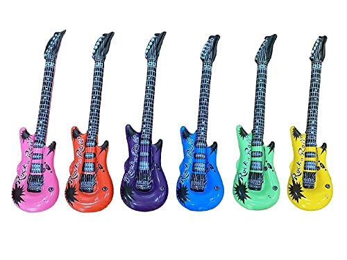 6 x aufblasbare Gitarre ver.Farben Luftgitarre 55cm Party Scherzartikel Gitarren von Eurofuchs24