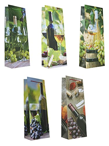 Eurofuchs24 10 Geschenktüten Flaschentüten 36x12,5x9 Weinmotive Papier-Tragetasche 99-3004 von Eurofuchs24