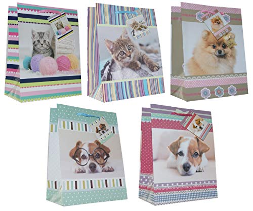 Eurofuchs24 10 Geschenktüten Katzen & Hunde 23x18x10 Geschenktaschen Papier-Tüten 99-0159 von Eurofuchs24