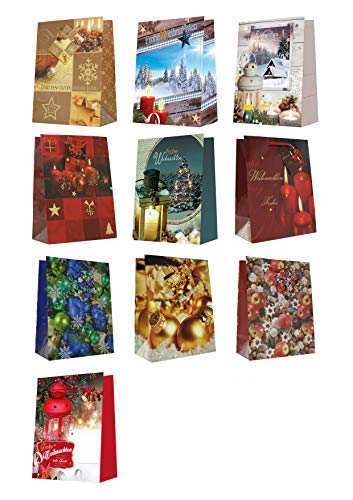 Eurofuchs24 10 Geschenktüten Weihnachten 23x18x10 Weihnachtstüten Geschenktasche 22-2021 von Eurofuchs24