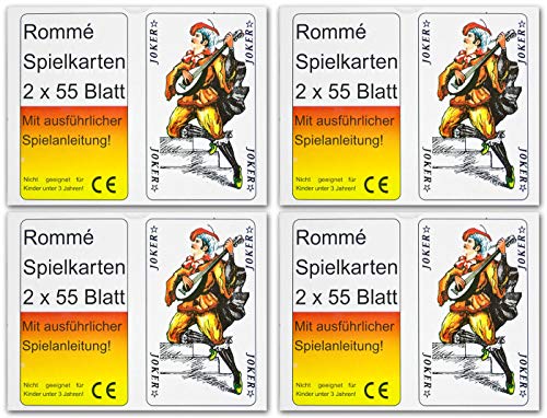 Eurofuchs24 8 x 55 Romme Karten Rommekarten Spielkarten Canasta Bridge Rommékarten Rommé von Eurofuchs24