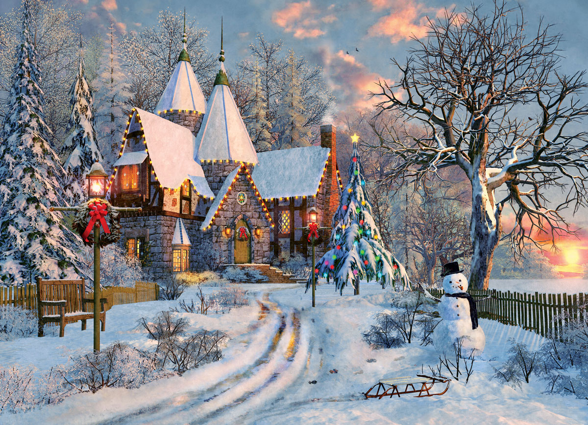 Eurographics Dominic Davison: Landhaus zu Weihnachten 1000 Teile Puzzle Eurographics-6000-0790 von Eurographics