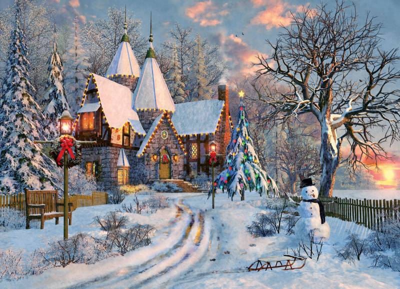Eurographics Dominic Davison: Landhaus zu Weihnachten 1000 Teile Puzzle Eurographics-6000-0790 von Eurographics