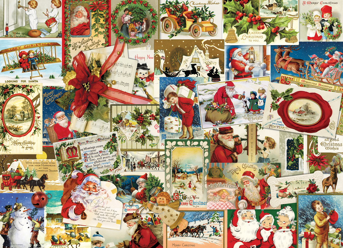 Eurographics Vintage Weihnachtskarten 1000 Teile Puzzle Eurographics-6000-0784 von Eurographics