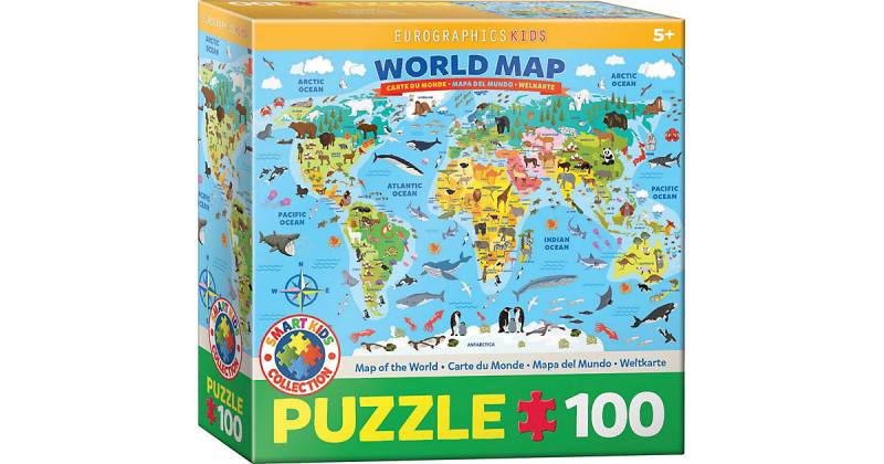 Puzzle Illustrierte Weltkarte, 100 Teile von Eurographics
