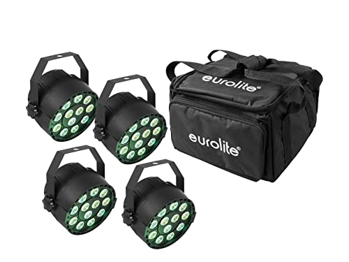 EUROLITE Set 4X LED Party TCL Spot + Soft-Bag | 4X kompakter Scheinwerfer mit 12 x 3-Watt-3in1-LEDs in RGB inklusive schwarzer Softbag von Eurolite