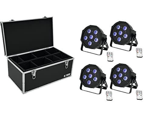 EUROLITE Set 4X LED SLS-603 TCL UV Floor + Case TDV-1 | 4X Flacher Scheinwerfer mit 5 x 3-W-3in1-LED und Einer 3-W-UV-LED inklusive Case von Eurolite
