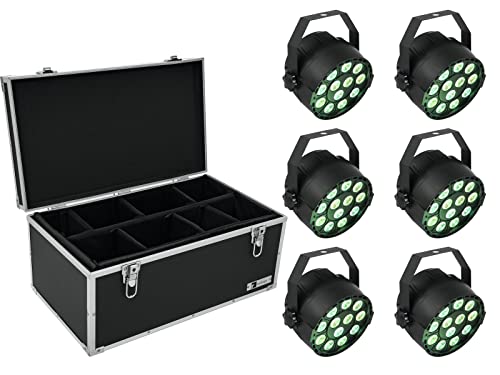 EUROLITE Set 6X LED Party TCL Spot + Case TDV-1 | 6X kompakter Scheinwerfer mit 12 x 3-Watt-3in1-LEDs in RGB inkl. universell einsetzbares Case von Eurolite