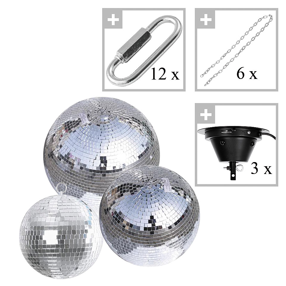 Eurolite Mirror Ball 3sizes set Discokugel Eurolite Mirror Ball 3sizes set Discokugel von Eurolite