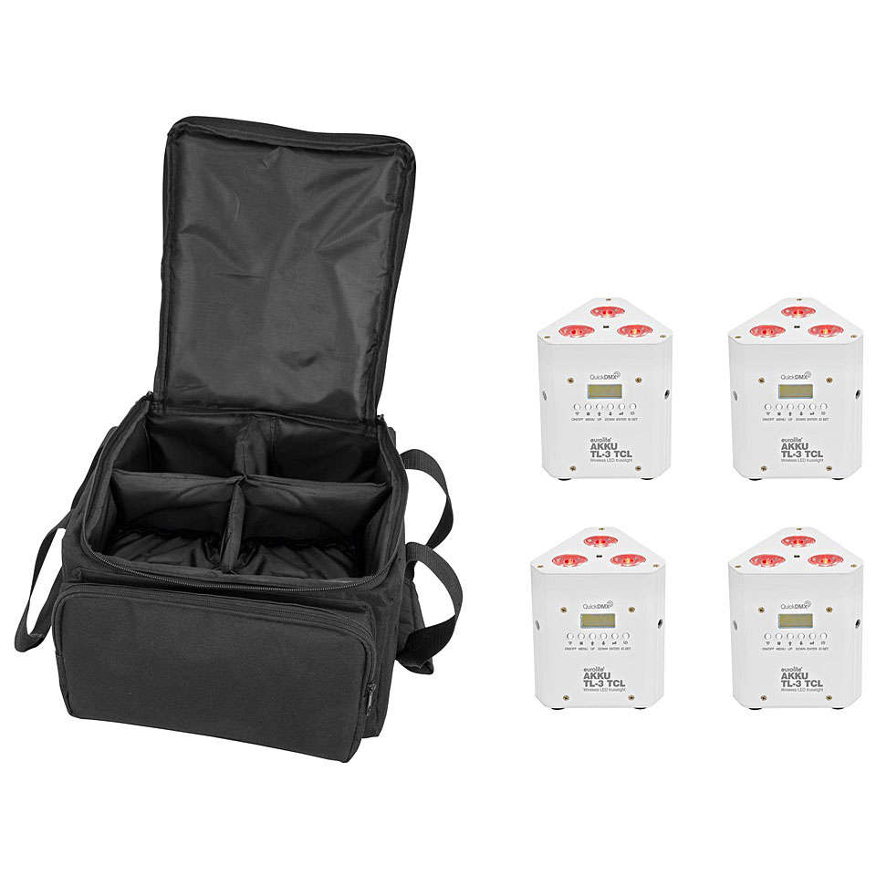 Eurolite Set 4x AKKU TL-3 TCL wh + SB-4 Soft-Bag Akkuleuchte von Eurolite