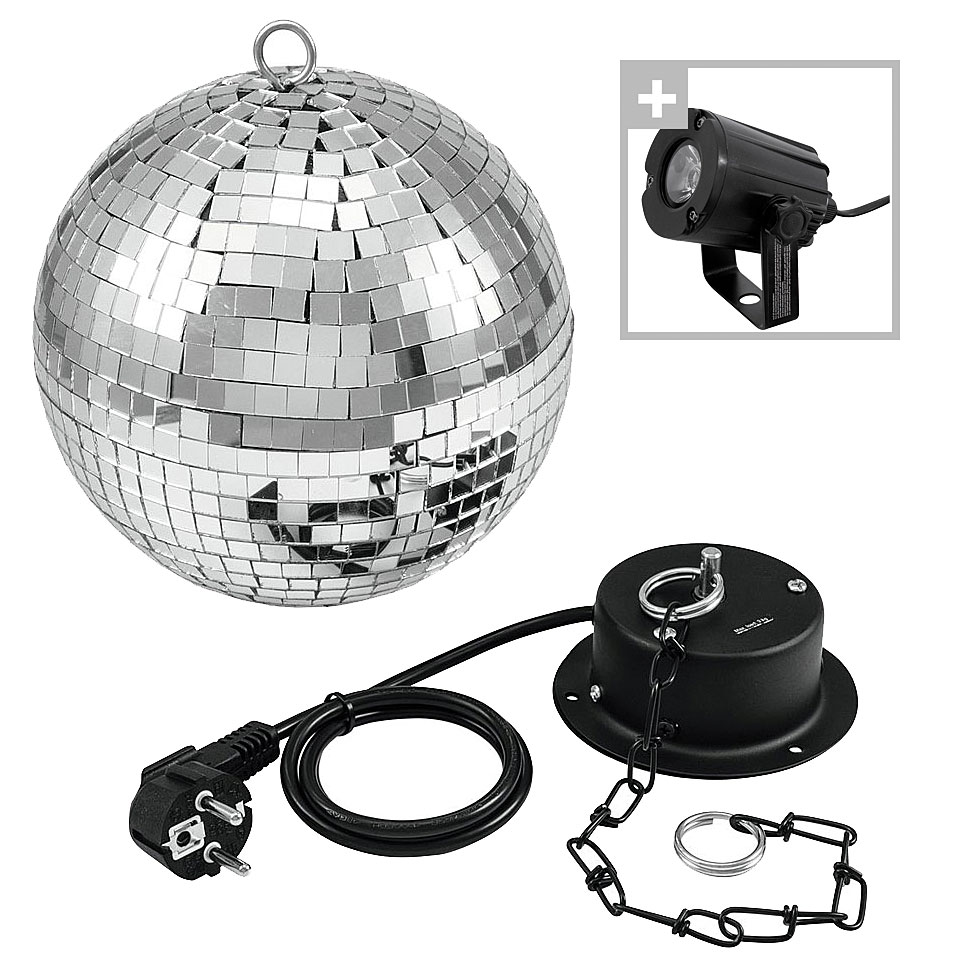 Eurolite Mirrorball 20cm mit PST-3W Spot Discokugel Eurolite Mirrorball 20cm mit PST-3W Spot Discokugel von Eurolite