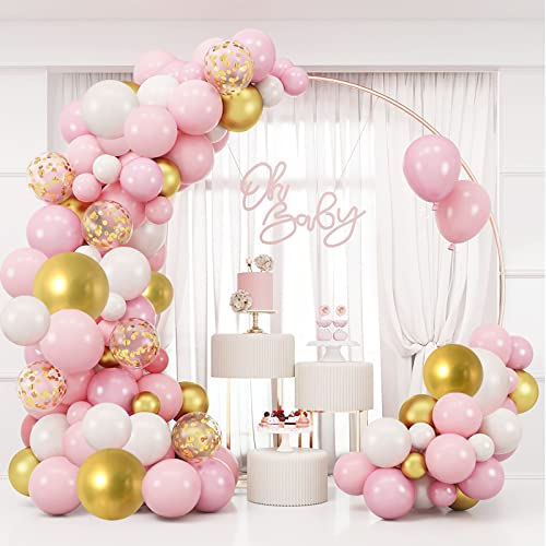 wohot Luftballon Girlande Rosa Gold, 128 Stück Ballon Girlande Ballonbogen, Geburtstagsdeko, Mädchen Babyparty Deko, Babyshowerparty, Hochzeit Deko von Evance