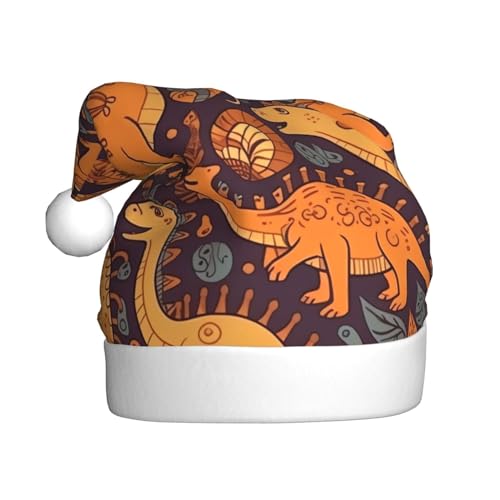 Evanem Weihnachtsmütze mit Dinosaurier-Muster, Weihnachtsmütze für Erwachsene, beleuchtete Weihnachtsmütze, Plüsch-Weihnachtsmannmütze für Neujahrsparty und Feiertagsveranstaltung von Evanem