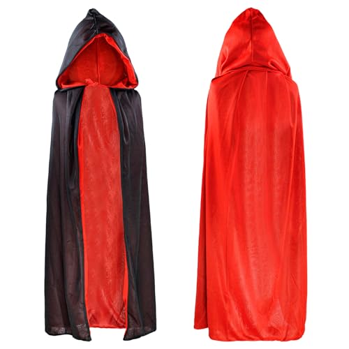 Evankin Unisex-Halloween-Umhang mit Kapuze, 150 cm, Kapuzenumhang für Erwachsene, Hexen-Vampire, Cosplay-Party-Kostüme, schwarz/rot, Einheitsgröße Evankin Unisex-Halloween-Umhang mit Kapuze, 150 cm, Kapuzenumhang für Erwachsene, Hexen-Vampire, Cosplay-Party-Kostüme, schwarz/rot, Einheitsgröße von Evankin