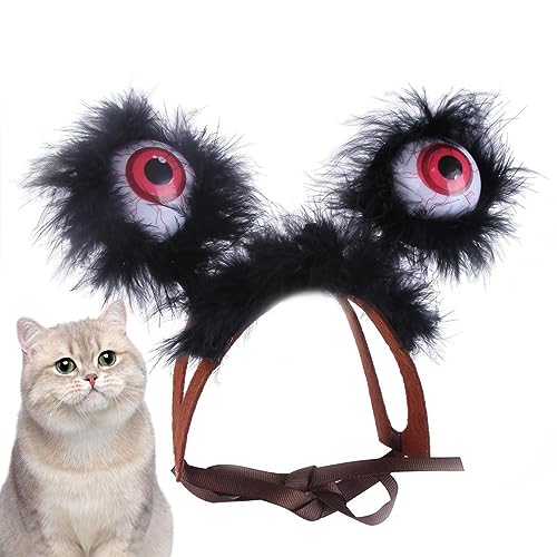 Evember Halloween-Stirnband Augäpfel – elastisches Horror-Stirnband für Haustiere – Halloween-Augen-Stirnbänder mit leuchtenden Augen, Halloween-Kostüm-Zubehör für Horror-Party von Evember