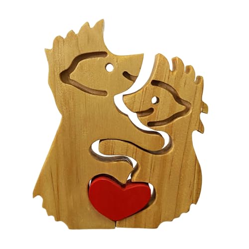 Evember Holzbär-Familien-Puzzle, Holzkunst-Figuren der Bärenfamilie mit Herz-Puzzle, Schreibtisch-Herz-Puzzle, Holzbär-Familie, Heimdekoration für Schlafzimmer, Party, Küche von Evember