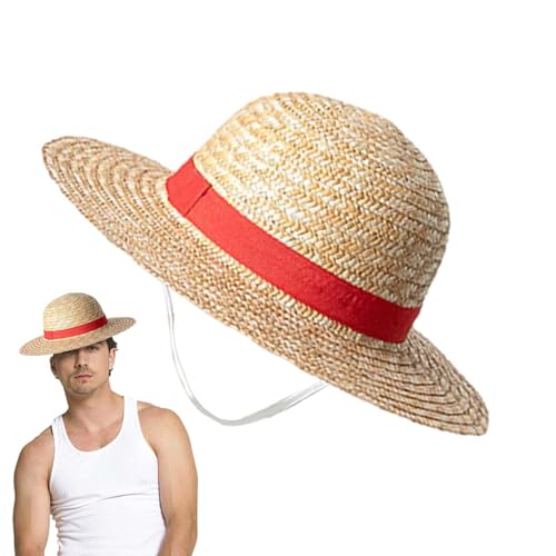 Evember Strohhut Anime – 31 cm, Strohhut für Cosplay, Sonnenhut, Sonnenhut, Sonnenstrohhut, rot, gestreift, Strandhut, Strohhut, Cosplay-Kostüm Evember Strohhut Anime – 31 cm, Strohhut für Cosplay, Sonnenhut, Sonnenhut, Sonnenstrohhut, rot, gestreift, Strandhut, Strohhut, Cosplay-Kostüm von Evember