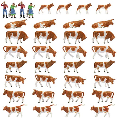 36Stk. Verschiede Rinder Figuren Bunt Spur H0 1:87 Dekor Tiere auf dem Bauernhof Modellbausatz von Evemodel