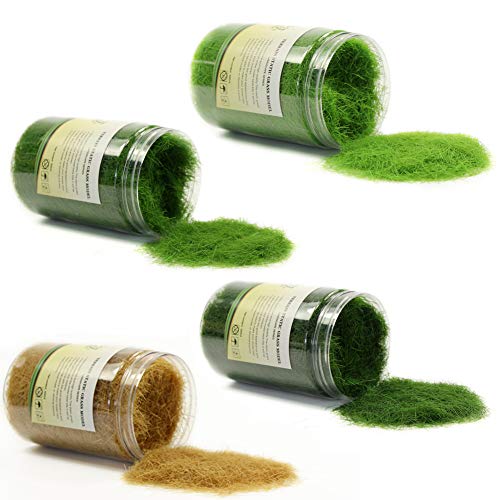 4 Flaschen*35g Grün 12mm Streugras Wiese Static Grass Powder Modellbahn Layout Gras Natürliche Farbe von Evemodel