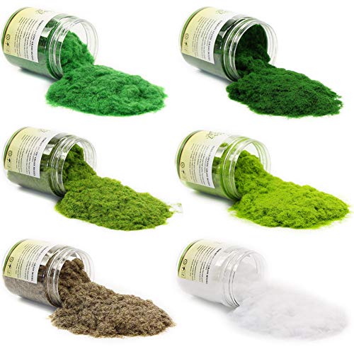 6 Flaschen*35g 2-3 mm Streugras Wiese modellbahn lanschaft Static Grass Powder Modell Rasen Layout Gras Herde von Evemodel