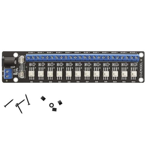 Evemodel 1 Set 3-24V DC Schalter Schaltsteuerung Stromverteiler Schaltsteckdosenleiste Stromverteilertafel (12 Schalter) von Evemodel