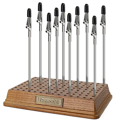 Evemodel 1 Set Holz Lackierständer mit Farbe 10Stk. Clips Modellbau Malerei Standfuß Modellierung zum Basteln und Dekorieren (große Basis & Stahl-Krokodilklemme) von Evemodel