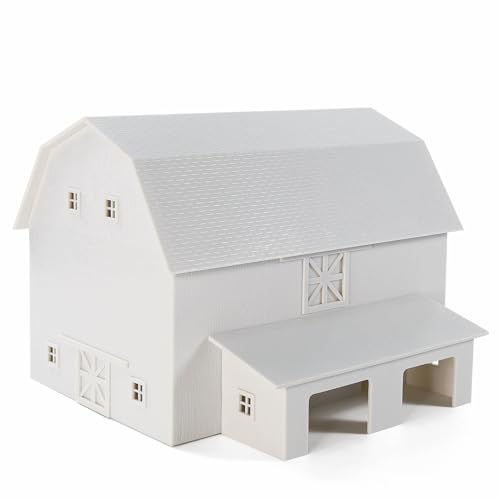Evemodel 1 Set Spur H0 1:87 Umgebauter Bauernhof mit Scheune und Hühnerstall Modelleisenbahn Bausatz (Weiß) von Evemodel