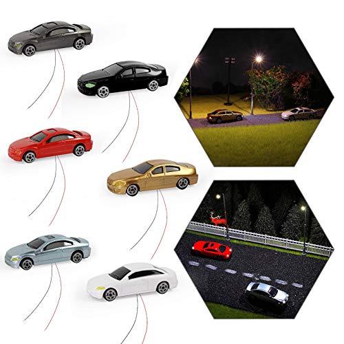 Evemodel 12 STK. Spur H0 TT Model beleuchtete Autos mit 12V LED Leuchten für Gebäude Layout 12V Neu EC100-12-EU von Evemodel