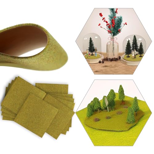 Evemodel 12 Stück 17 * 17 cm Modell Gras Matte Miniatur Gartenbau Grasmatten Dekor Modellbau für Landschaftsbau Garten Balkon Haus (gelb grün) von Evemodel