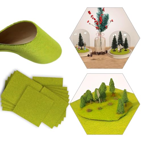 Evemodel 12 Stück 17 * 17 cm Modell Gras Matte Miniatur Gartenbau Grasmatten Dekor Modellbau für Landschaftsbau Garten Balkon Haus (grün gelb) von Evemodel