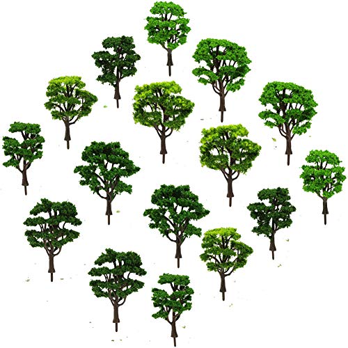 Evemodel 16Stk. Modell Bäume Laubbäume Spur H0 H0 Minigarten Wald Modellbahn Mini Garten Bonsai Dekor Bonsai Puppenhaus von Evemodel