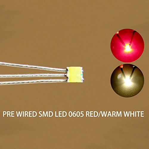 Evemodel 20 STK. Bi-Color SMD LED rot/warmweiss 0605 +Microlitze 20cm Neu DT0605RWM-20N-EU von Evemodel