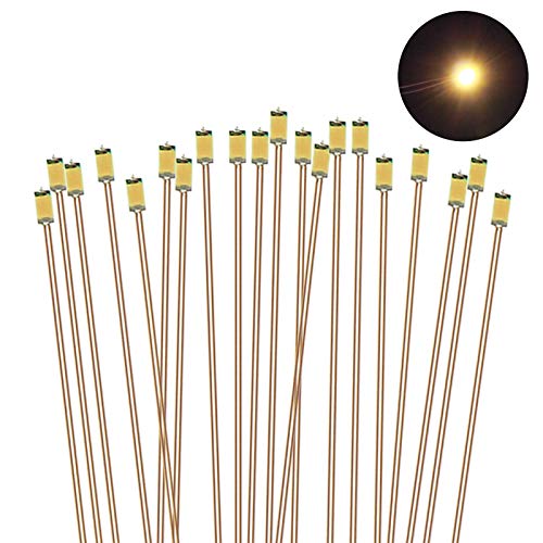 Evemodel 20 Stk. SMD LED Modell Lampe warmweiss Bauform 0603 Cu Kabel 20cm warm weiss von Evemodel
