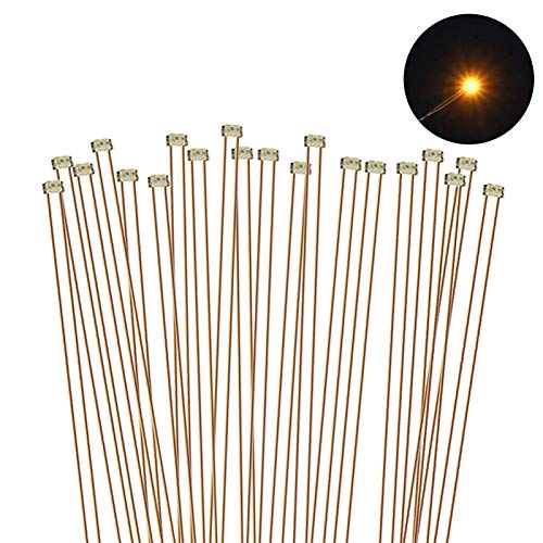 Evemodel 20 Stk. vorgelötet micro 0,1mm Kupfer Kabel Gelb SMD Led 0402 NEU C0402Y-20-EU von Evemodel