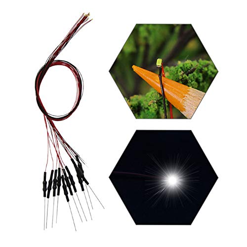 Evemodel 20 Stück SMD LED Bauform 0402 Leuchtdioden Beleuchtung Lampe Mikro Litz mit Kabel 20cm 12V (weiß) von Evemodel