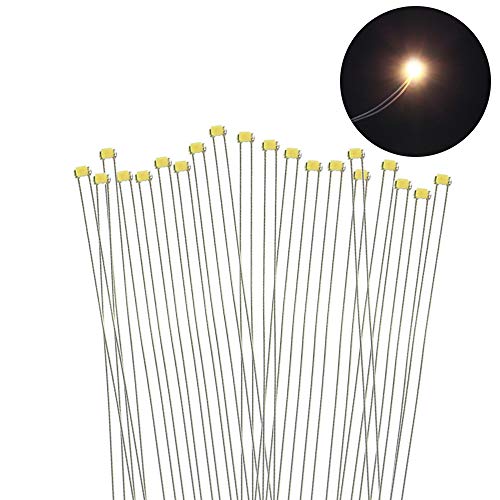 Evemodel 20Stk. SMD LED 0402 Vorgelötete Mikrolitzenleiter Modellbau Dekor Minigarten Puppemhaus Diycraft (warm weiß) von Evemodel