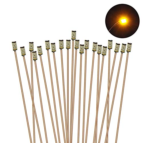 Evemodel 20Stk. vorgelötet micro 0,1mm Kupfer Kabel GELB SMD Led 0603 NEU C0603Y-20-EU von Evemodel