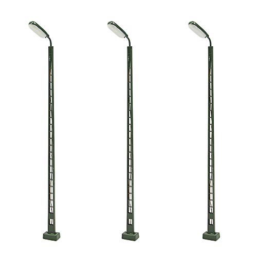 3 STK. Spur H0 Flutlichtstrahler nieder LED Gittermastleuchte Modelleisenbahn Bahnsteigleuchte Garten/Hof LQS52HO-3-EU von Evemodel