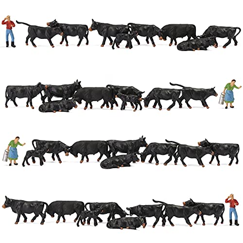 Evemodel 32 STK. Verschiedene Kühe Rinder Tier + 4 STK. Figuren bunt Spur H0 1:87 Bonsai (AN8722) von Evemodel