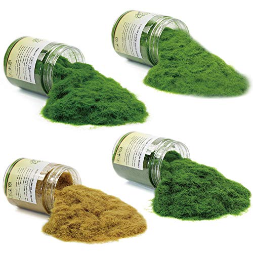 Evemodel 4 Flaschen*35g 5mm Streugras Wiese Statische Gras Herde Wald Landschaft Gelände Eisenbahn Gartenbahn streumaterial von Evemodel
