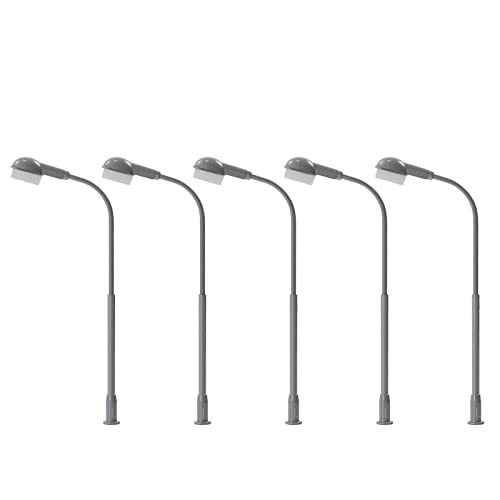 Evemodel 5Stk. Modell Bahnsteigleuchte einfach Fertigmodell Straße Lampe mit LED Landschaftsbau Bonsai Dekoration (Spur N weiß) von Evemodel