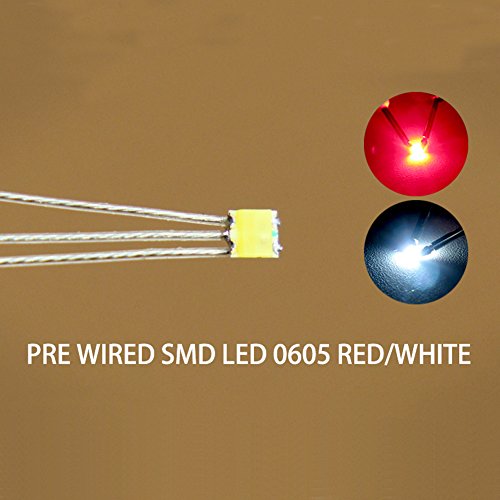 Evemodel DT0605RW NEU 20 STK. Bi-Color SMD LED rot/Weiss 0605 +Microlitze 20cm von Evemodel