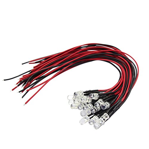 Evemodel L125W 20 STK. LED mit Kabel 5mm Weiß White 12000mcd 12V von Evemodel