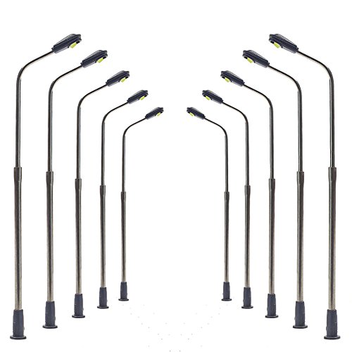 Evemodel LQS06WM 10 STK. Modell Spur N 1:160 Peitschenlampen LED Beleuchtung 62mm Straßenlampen Flexible Höhe 3V von Evemodel