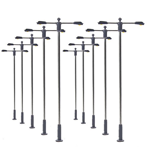 Evemodel LQS11 10 STK. Doppelt Peitschenlampen LED 80mm Spur TT / N Straßenlampen Flexible Höhe von Evemodel